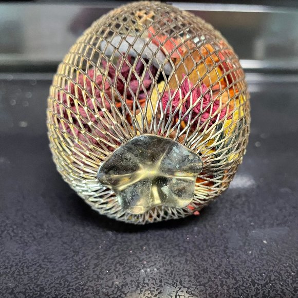 VTG Brass plated Wire/mesh Apple Shaped Container Ornament Potpourri - Picture 4 of 4